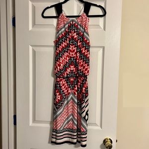 London Times Sleeveless Gathered Halter Blouson Dress